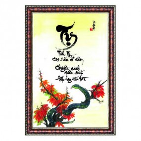 Tranh thư pháp vẽ tay 12 CON GIÁP - TỴ -